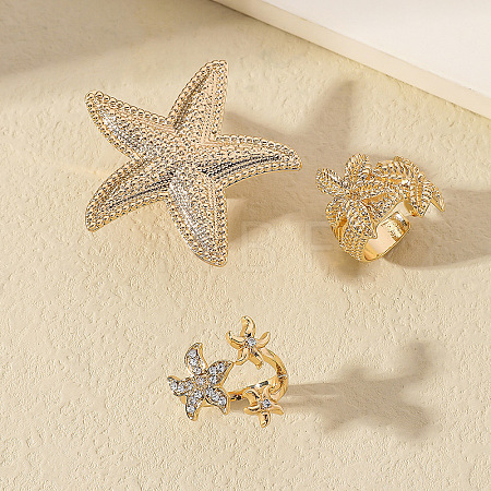 Alloy with Rhinestone Cuff Open Rings Sets for Women JG5822-4-1