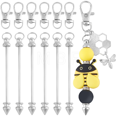 20Pcs Alloy Beadable Bar Keychain for DIY Crafts Jewelry Making KEYC-SC0001-14-1