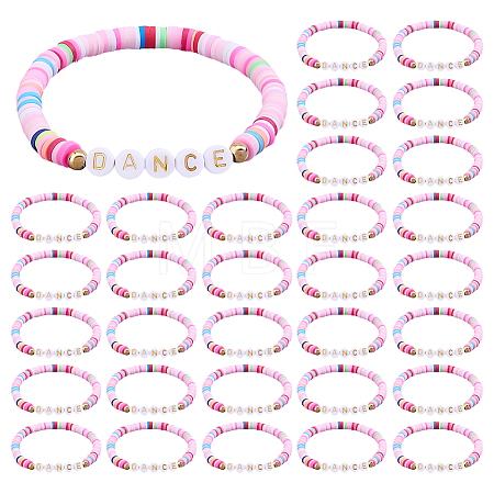 32Pcs Handmade Polymer Clay & Acrylic Bead Bracelets BJEW-PH02014-1