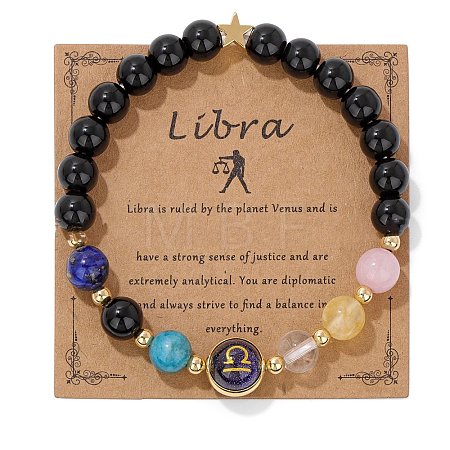 Natural Mixed Gemstone Round Beads Stretch Bracelet PW-WGCDE6C-07-1