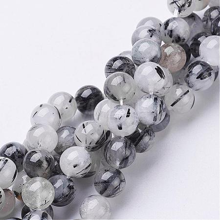 Natural Black Rutilated Quartz Beads Strands G-D295-10mm-1