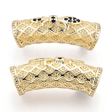 Brass Micro Pave Cubic Zirconia Tube Beads ZIRC-T004-60G-1