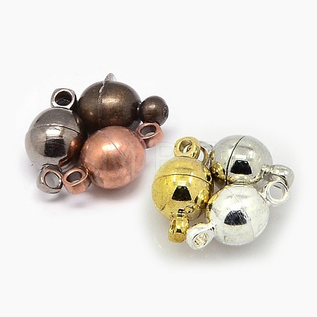 Round Brass Magnetic Clasps with Loops X-MC019-M-1