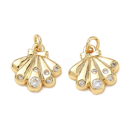 High Polished Ocean Brass Micro Pave Clear Cubic Zirconia Pendants CU-CBAF3CF-02K-01-1