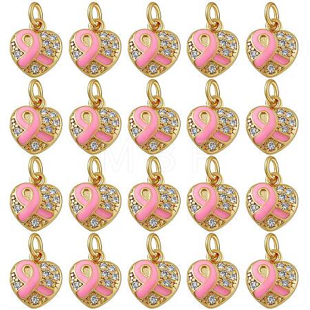 20Pcs Brass Micro Pave Clear Cubic Zirconia Charms KK-SZ0004-72-1