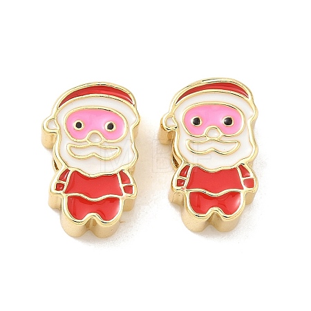 Christmas Brass Enamel Beads KK-I474-G19-1