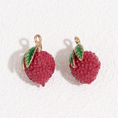 Fruit Alloy Enamel Pendants ENAM-P264-02H-G-1