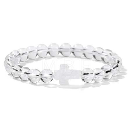 Natural Quartz Crystal Round Beads Stretch Bracelets YG0612-1-1