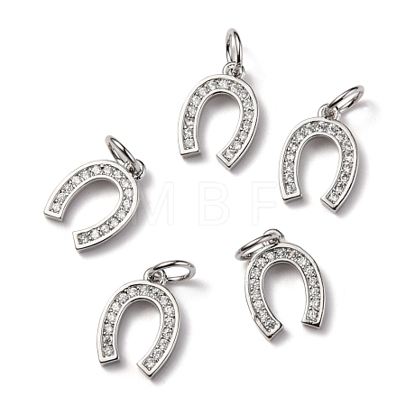 CZ Brass Micro Pave Cubic Zirconia Horse Shoe Charms ZIRC-L018-13P-1