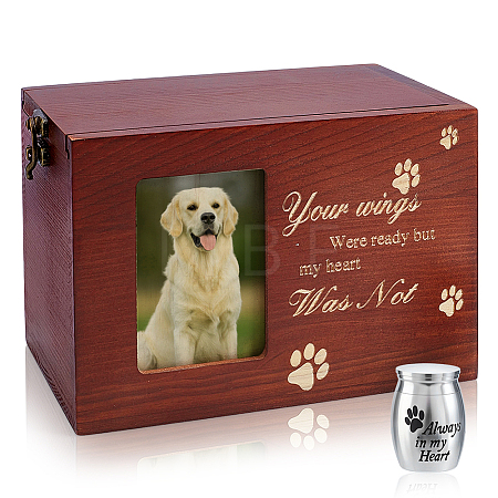 1Pc Wooden Pet Memorial Urn Box with Photo Frame CON-GA0001-43-1