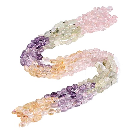 Natural Rose Quartz & Amethyst & Citrine(Heated) & Prehnite Beads Strands G-N371-01A-01-1