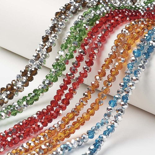 Electroplate Transparent Glass Beads Strands EGLA-A034-T6mm-M-1