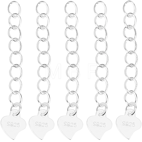 Beebeecraft 10Pcs 925 Sterling Silver Curb Chains Extender STER-BBC0006-12-1