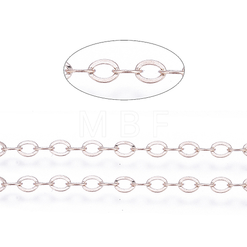 Brass Flat Oval Cable Chains X-CHC025Y-RG-1