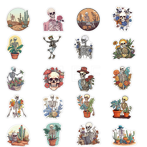 Cartoon Art Skeleton Graffiti Stickers Decoration for Guitar Notebook Luggage PW-WG50A60-01-1