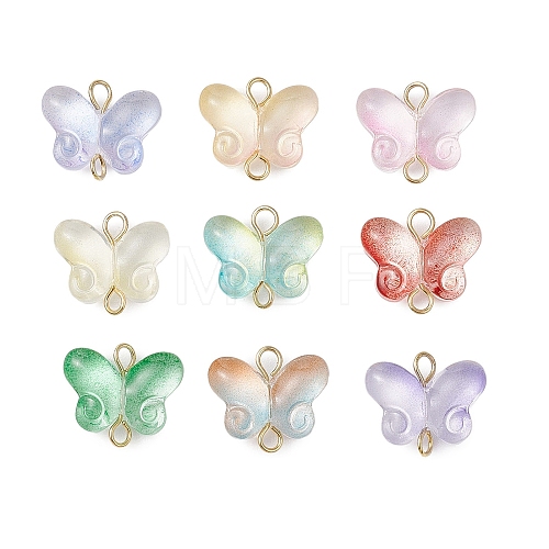 Butterfly Gradient Color Baking Paint Transparent Glass Connector Charms PALLOY-JF03278-01-1