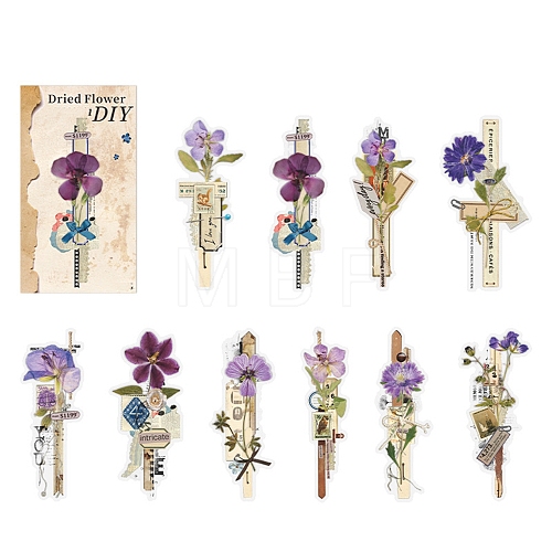 20Pcs 10 Styles Simulated Dried Flower Theme PET Stickers Sets PW-WG76900-05-1