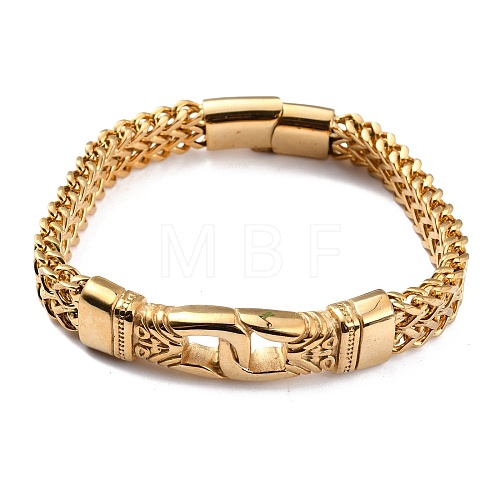 304 Stainless Steel Wheat Chain Bracelets BJEW-P263-C01-G-1