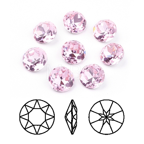 Pointed Back & Back Plated Glass Rhinestone Cabochons RGLA-J012-10mm-223-1