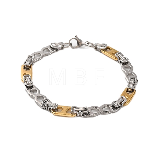 304 Stainless Steel Oval & 8 Byzantine Chains Bracelets BJEW-B078-129GP-1