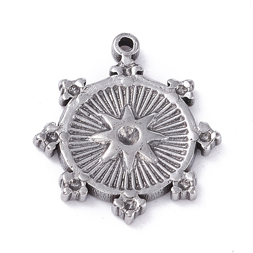 304 Stainless Steel Pendant Rhinestone Cabochons STAS-P288-15P-1