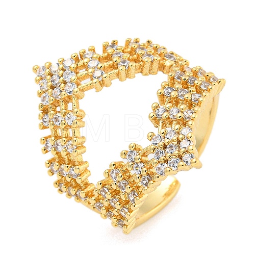 Crown Clear Cubic Zirconia Open Cuff Ring RJEW-L121-033G-1
