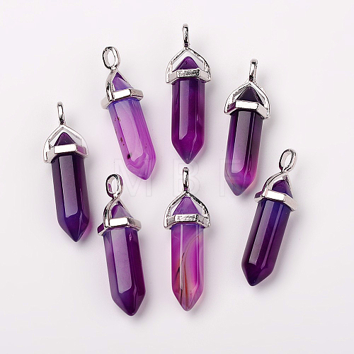 Natural Agate Double Terminated Pointed Pendants G-F295-05E-1