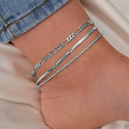 3Pcs Alloy Chain Anklets Sets WGDACCB-02-1