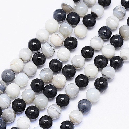 Natural Agate Round Beads Strands X-G-F425-16-1