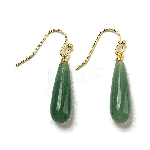 Ion Plating(IP) Natural Green Aventurine Dangle Earring EJEW-C084-01G-02-1