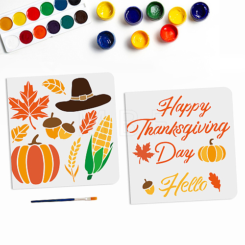 US 1 Set Autumn Theme PET Hollow Out Drawing Painting Stencils DIY-MA0001-58-1