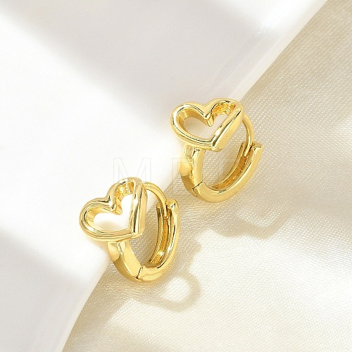 Hollow Heart Brass Hoop Earrings EJEW-D311-110G-1