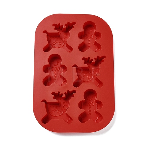 DIY Christmas Reindeer & Gingerbread Man Food Grade Silicone Molds DIY-G052-A03-1