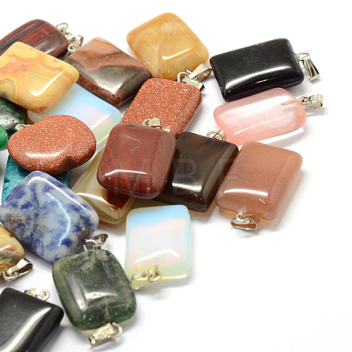 Rectangle Natural & Synthetic Mixed Stone Pendants G-Q360-M-1