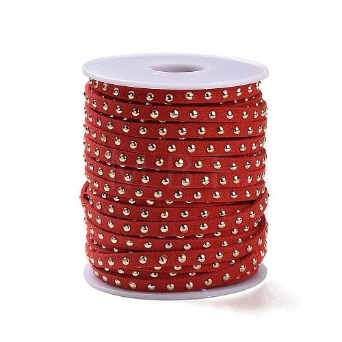 Golden Aluminum Studded Faux Suede Cord LW-WH0006-01B-1