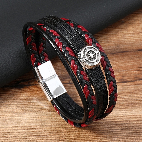 Imitation Leather Multi-strand Bracelets for Men PW-WGB51BB-02-1