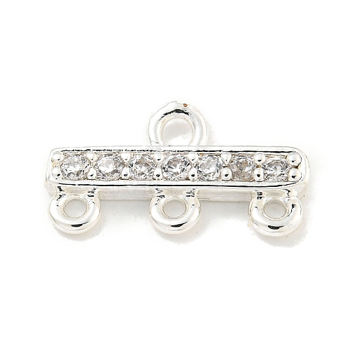 Rack Plating Brass Micro Pave Clear Cubic Zirconia Rectangle Chandelier Component Links KKB-L215-037S-1