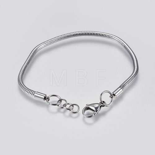 304 Stainless Steel Round Snake Chain Bracelet Making X-STAS-F139-056P-F-1