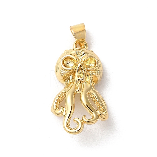 Rack Plating Octopus Brass Pendants KK-Z056-03G-1