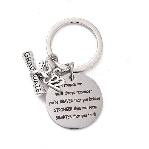 Non-Tarnish Graduation Theme 201 Stainless Steel Keychain Clasps STAS-I185-01F-1