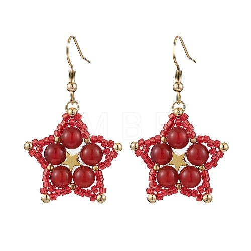 Natural Carnelian Dangle Earrings EJEW-JE06238-02-1