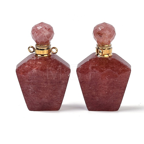 Natural Strawberry Quartz Openable Perfume Bottle Pendants G-I381-02G-03-1