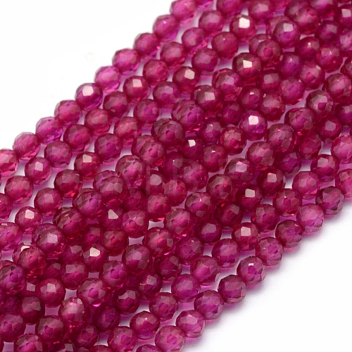 Lab Grown Red Corundum Beads Strands G-E411-40-3mm-1-1