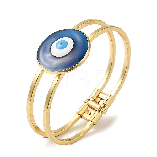 Rack Plating Brass Enamel Evil Eye Hollow Bangles for Women BJEW-H607-01G-01-1