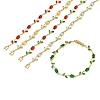Brass Glass Flower Link Chain Bracelets KK-CBA7DFA-01G-B-2
