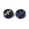 Brass Elder Futhark Alphabet Engraved Symbol Flat Round Natural Sodalite Rune Stones G-I373-01J-2