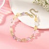 Natural Multi Color Quartz & Brass Nuggets Beaded Bracelets BJEW-JB14230-1