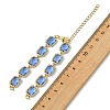 Brass Glass Rectangle Link Bracelet Making AJEW-JB01649-5