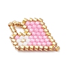 Beaded Heart Charms PALLOY-MZ01147-03-3