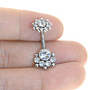 Stainless Steel Cluster Clear Cubic Zirconia 15 Gauge Belly Button Rings WG1C102-03-1